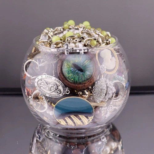 Vintage Costume Jewelry Jar Mixed Lot 2.13 lbs Necklaces Rings Earrings & More