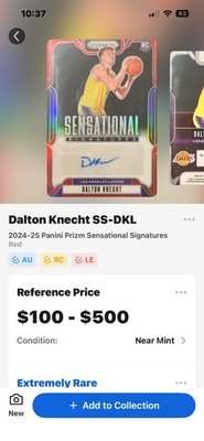 2024-25 Red Panini Prizm Sensational  Signature Dalton Knecht No. 15/99  (RC)