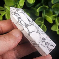 55g 73mm Natural Howlite Point Crystal Tower White Marble Veins Healing Stone