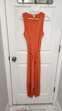 banana Republic Orange Sleeveless Tie-Waist Maxi Dress Size S
