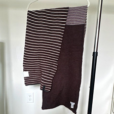 Calvin Klein Men's Knit Striped Acrylic Scarf Brown Gray White One Size