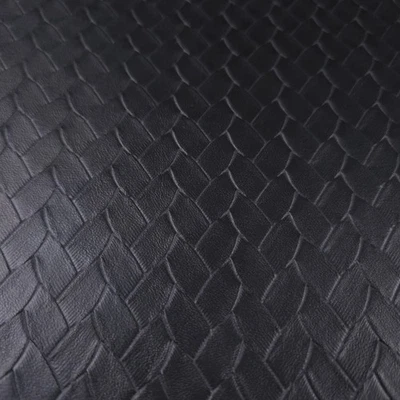 MUSE FABRICS Woven Embossed Black Vinyl Fabric 54" by the Yard Upholstery Faux Leather