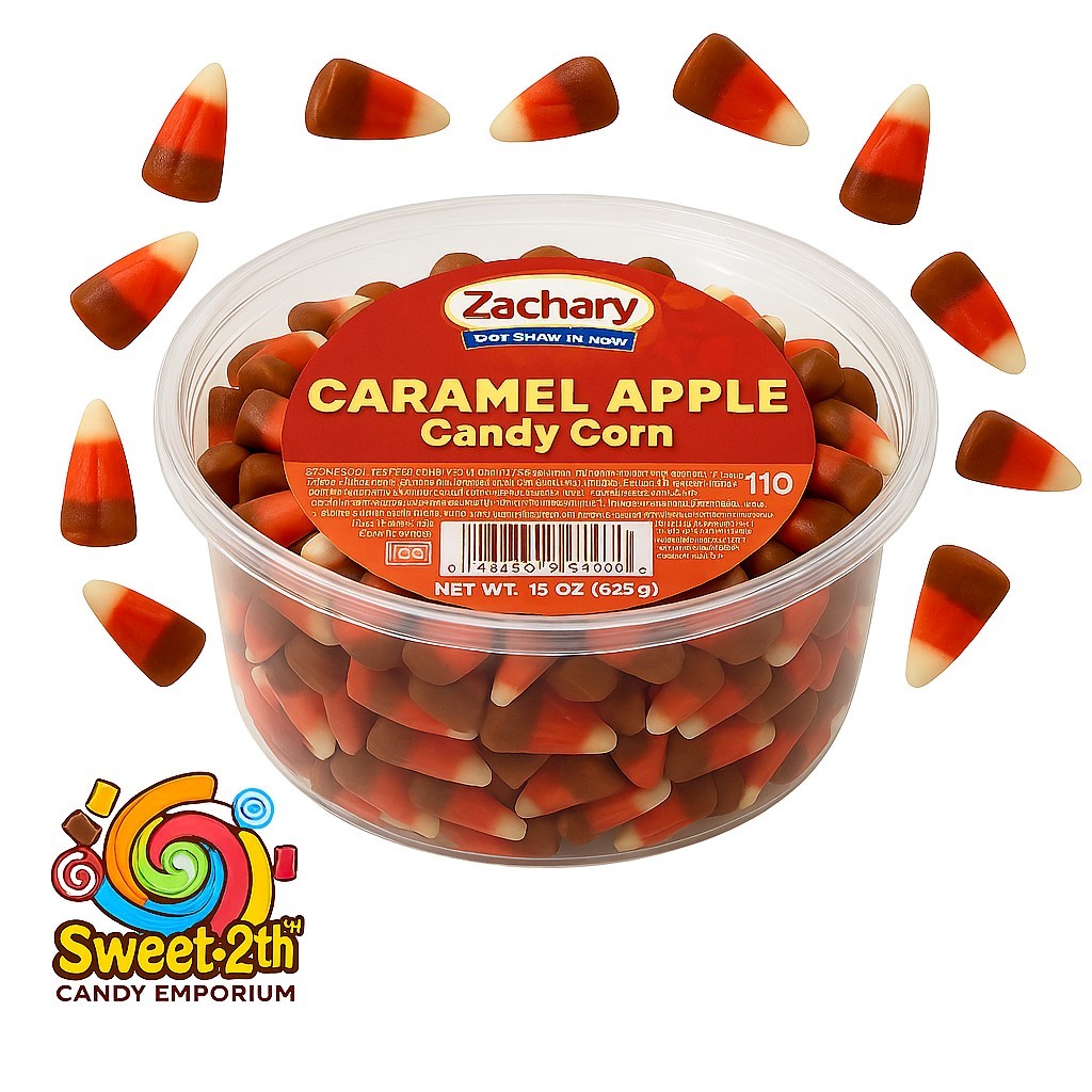 Zachary Caramel Apple Candy Corn 16oz Tub – Kosher Fall Halloween Treats Made in USA