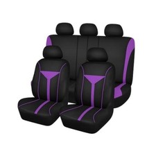 Car Seat Cover Full Set, Front Rear Split Bench Protector Soft fabric Purple
