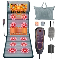 Heated Full Body Electric Massage Mat w/ Vibration Motors 10 Speed Settings Pad