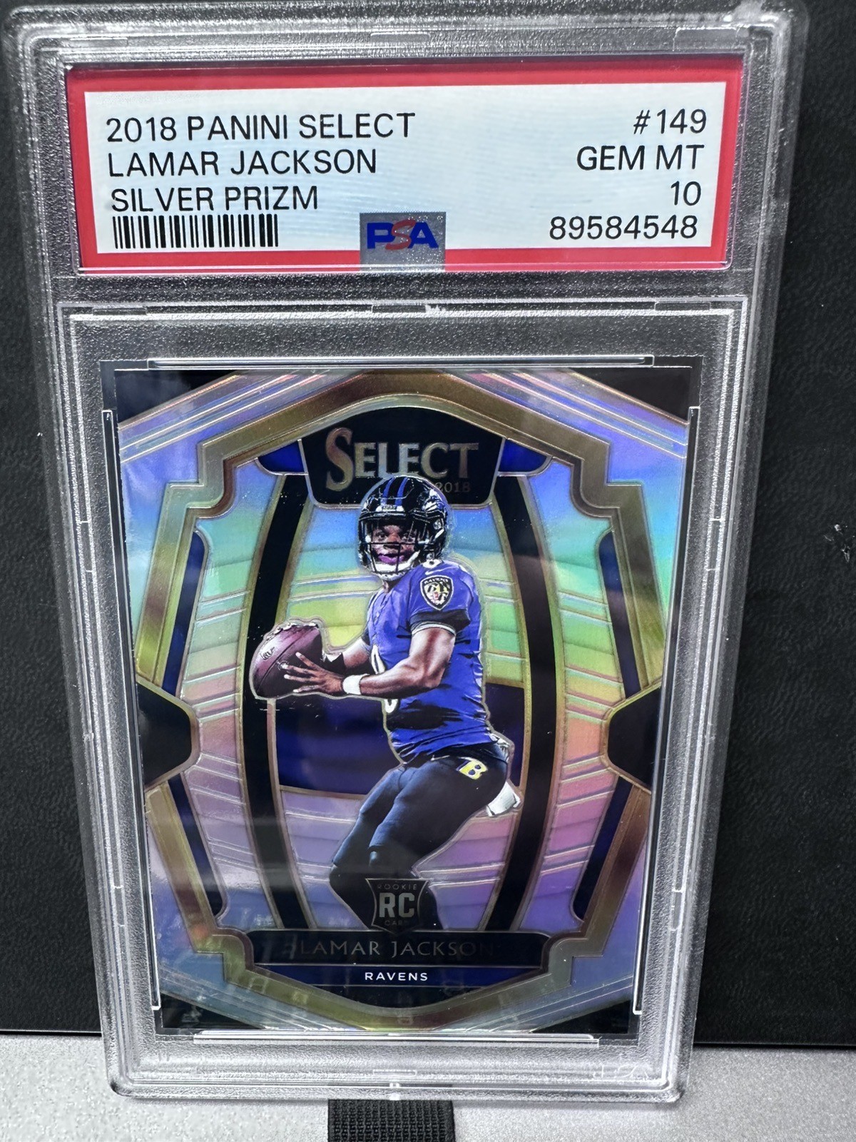 2018 Panini Select Lamar Jackson Rookie Silver Prizm #149 PSA 10 RC