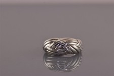 Sterling Silver Wavy Ribbed Over  Under Weave Band Ring 925 Sz: 7