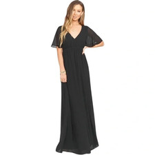 Show Me Your mumu Maxi Dress Emily Empire Black Chiffon Gown Classic Formal