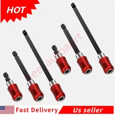 6 pc Quick Release Magnetic 1/4 Hex Shank Screwdriver Extension Holder Drill Bit