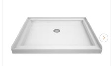 SlimLine 36" x 36" White Single Threshold Alcove Shower Pan Base Center Drain