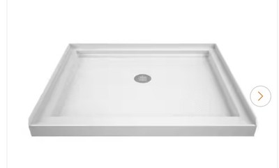 SlimLine 36'' x 36'' White Single Threshold Alcove Shower Pan Base Center Drain