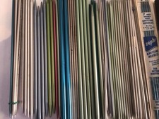 Lot Of 80 Vintage Multicolor Aluminum Double Pointed Needles With Felt Case