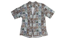 Pierre Cardin Shirt Mens Large Multicolor Geometric Short Sleeve Button Front