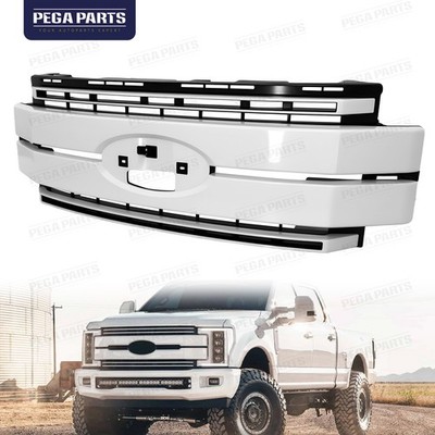 For 17-19 Ford F-250 350 450 Super Duty Front Upper Grille Platinum Style White