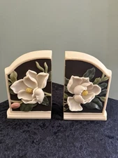 Ibis and Orchid Design Retired Magnolia Bookends NEW