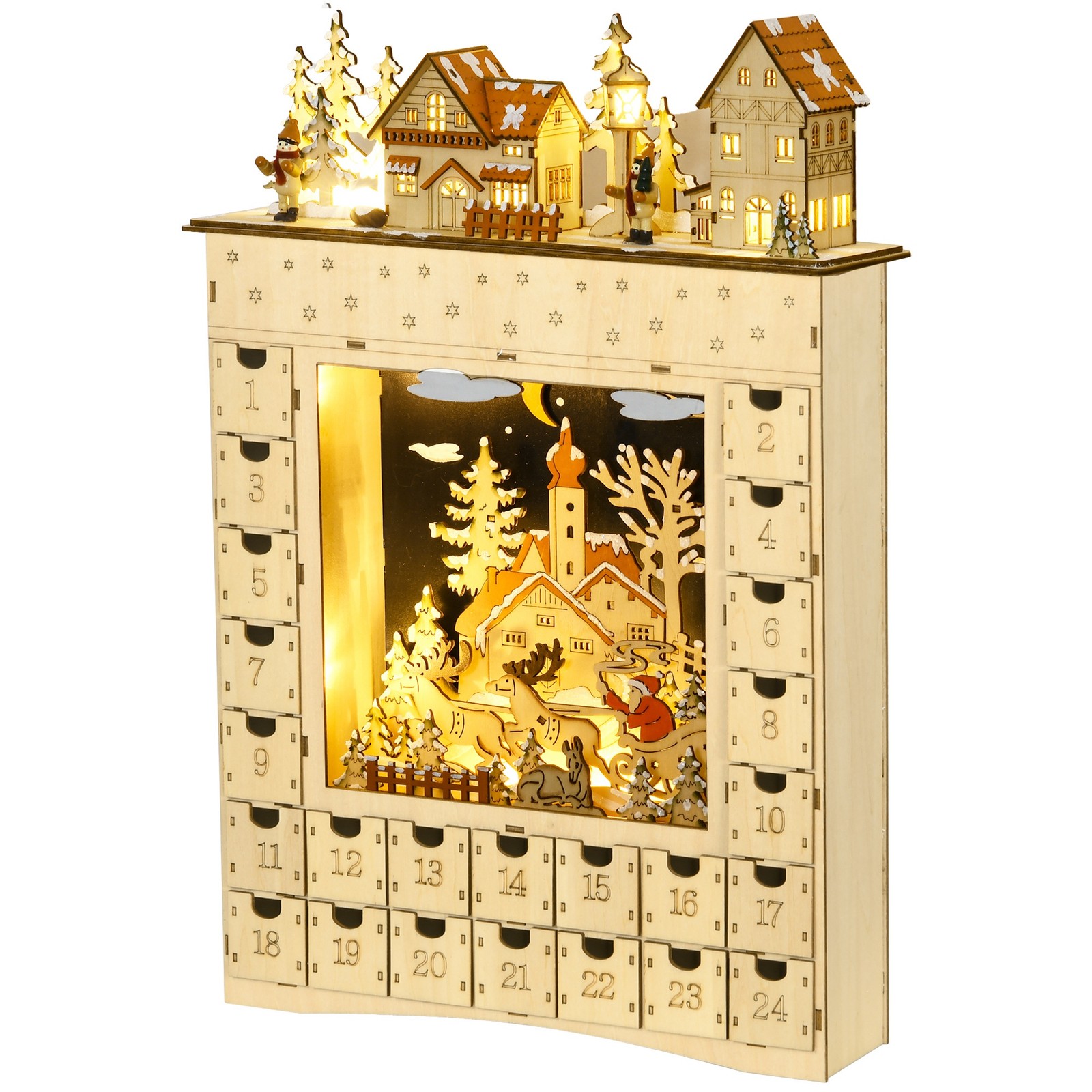 Adventskalender zum Befüllen 24 Schubladen Fächer Weihnachtskalender DIY