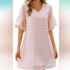 Blooming Jelly Pompom V-Neck Ruffle Sleeve Mini Dress Size XXL