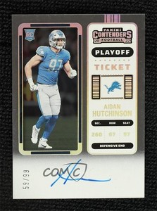2022 Panini Contenders RPS Playoff Ticket /99 Aidan Hutchinson Rookie Auto RC