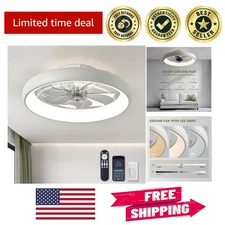 Smart Flush Mount Ceiling Fan with Dimmable LED Lights - 6 Speeds & App Control