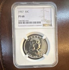 NGC PF68 1957 Franklin Half Dollar 50C Proof Silver KM#199 Philly