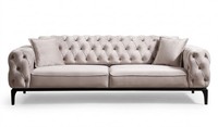 3-Sitzer Sofa Beige Textil Holz Modern Einfarbig ZeitgenöSsisch Wohnsofa