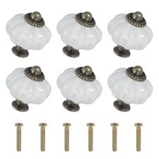 6 Pack Ceramic Knobs Pumpkin Ceramic Cabinet Drawer Knobs White