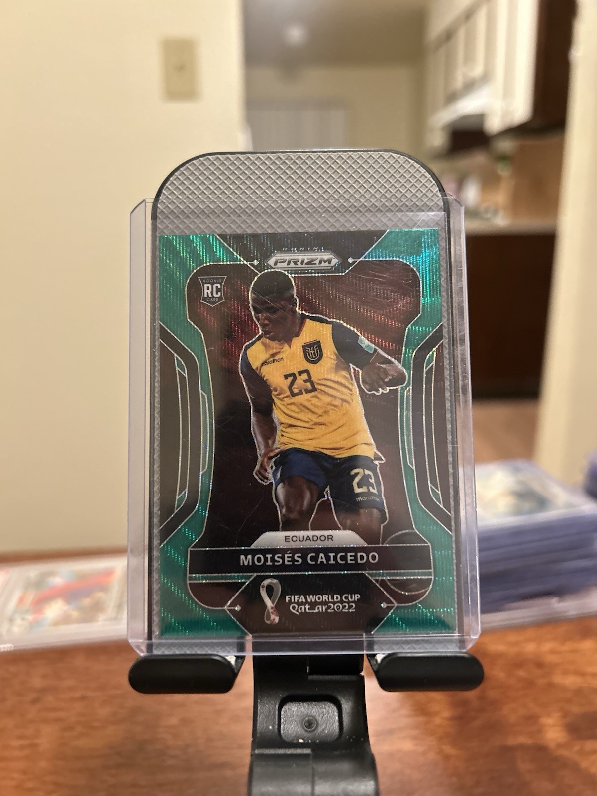 Moises Caicedo 2022 Panini Prizm World Cup Qatar Green Wave Rookie RC #81