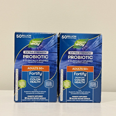2PK Nature's Way Fortify 50+ Probiotic 30ct Extra Strength 50 Billion EXP 08/26