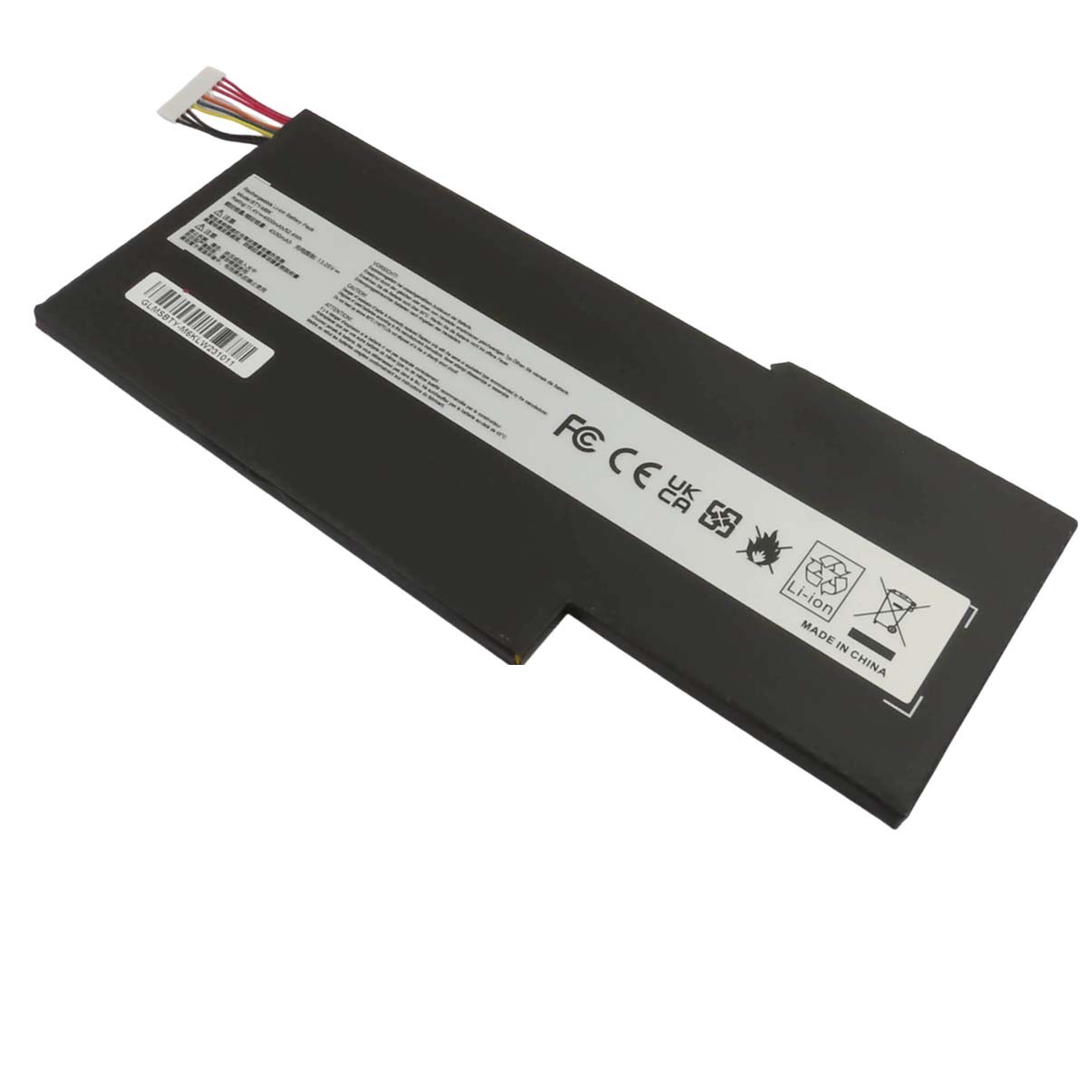 Batterie PC portable MSI GE66 Raider 11.4V Li-Polymère alimentation de rechange noire