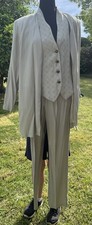 Vtg Michael Blair 2PC Attached Vest Duster/High Waist Pants Size 12 Light Green