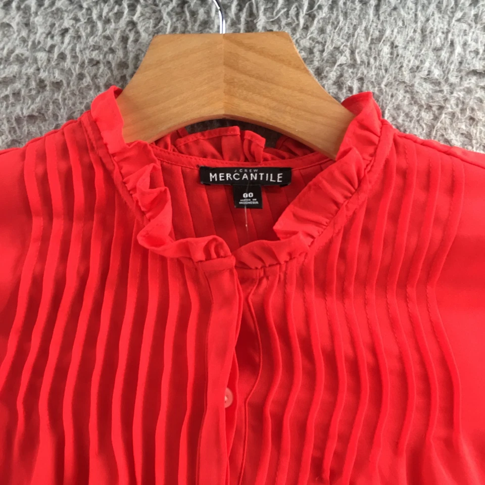 Blusa Top J.Crew Mercantile Mujer 00 Rojo Poliéster Manga Larga Pullover Informal Foto 3 de 4