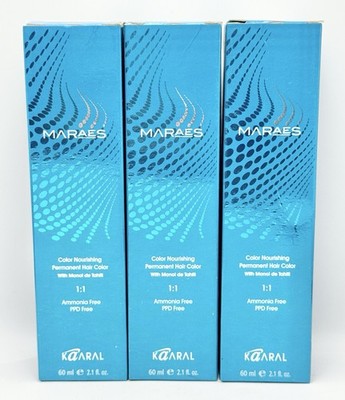 3x Kaaral MARAES Nourishing Permanent Haircolor 7.66 Medium Intense Red Blonde