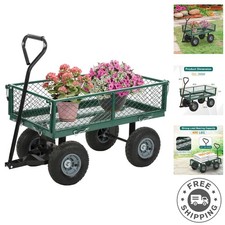 Heavy-Duty Garden Cart - 500 LBS Capacity with Removable Sides  Rotating Handle