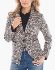Chico's Size M US 8 Leopard Print Blazer Jacket Stretch Animal Print Ultra-Suede