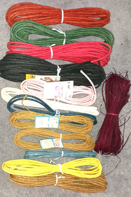 lot 12 PAPER CAPERS & 1 Raffia-new are 12 yds-some Wired-Asst'd Colors Craft