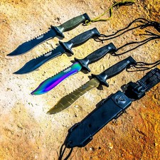 12" MILITARY SURVIVAL BOWIE HUNTING KNIFE w/ SHEATH Fixed Blade Army New