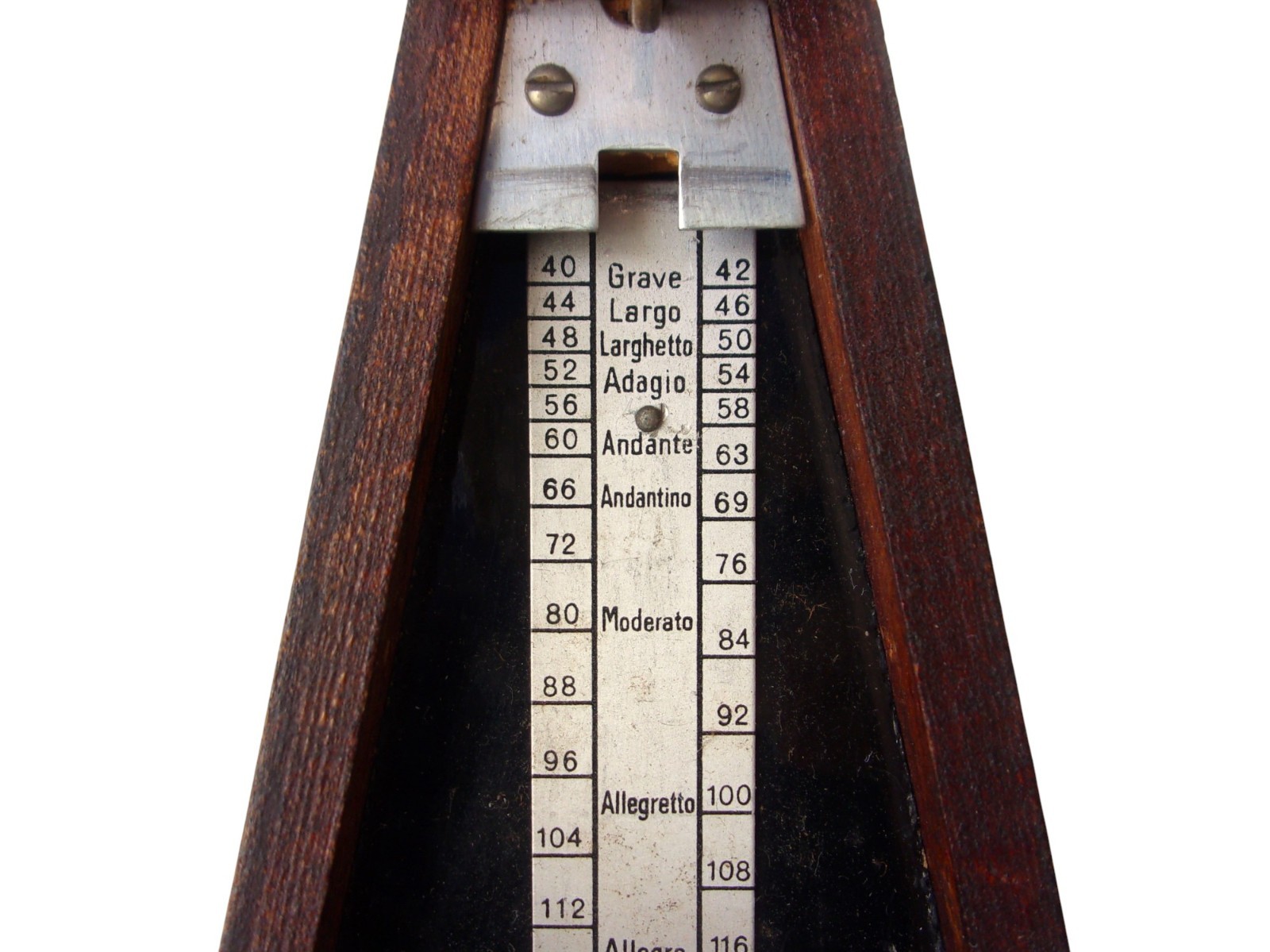 LARGE Vintage French Maelzel Paquet Metronome – Brass Pendulum, Wood Pyramid,50s