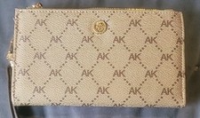 Anne Klein Logo Slim Bifold Wallet Light Taupe/Truffle New