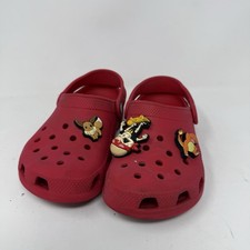 Crocs Unisex Child Classic Clogs Red Slip On Slides Big Kids Size J1