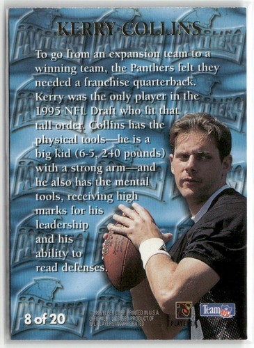 1995 ULTRA #8 KERRY COLLINS 1ST ROUNDERS CAROLINA PANTHERS - Picture 2 of 2