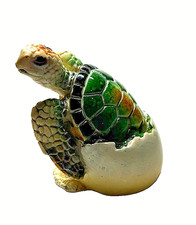 Green Sea Turtle Baby Hatchling Egg Figurine 3" Home Decor Nautical Ocean Resin
