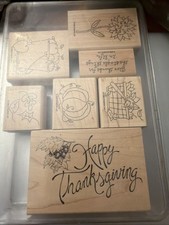 Stampin' Up Give Thanks 2006 Wood Mounted Rubber Stamps Set Of 6 Retired  SU1