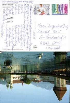 757913 Luzern Kapellbrücke Pilatus Jesuitenkirche Bez. Luzern Switzerland 1987