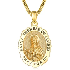 Saint Medal Pendant Necklace 925 Sterling Silver Gold Plated Christian Religi...