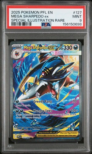 2025 Pokemon Phantasmal Flames Mega Sharpedo ex Special Illustration Rare PSA 9
