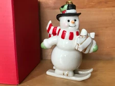 Lenox Very Merry Porcelain Ornament Snowman on Skis NIB Free Shipping