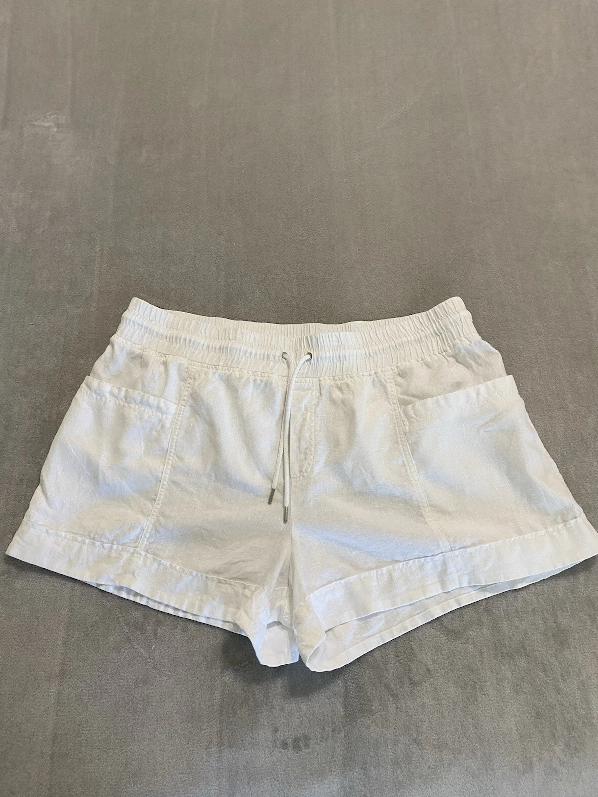 Athleta Cabo Linen Shorts 18 White Casual Pull On Beach Outdoor Vacation Travel