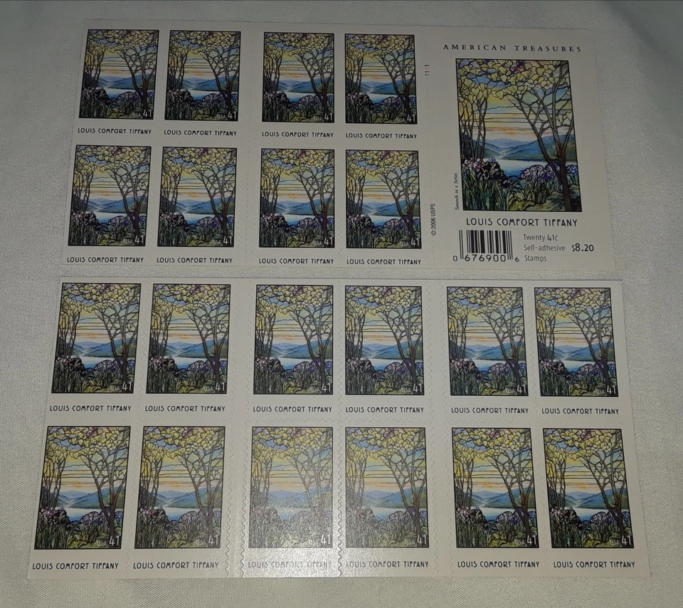 Two Booklets x 20 = 40 of LOUIS COMFORT TIFFANY 41¢ US Postage Stamps. USA 4165a - Image 3 of 4