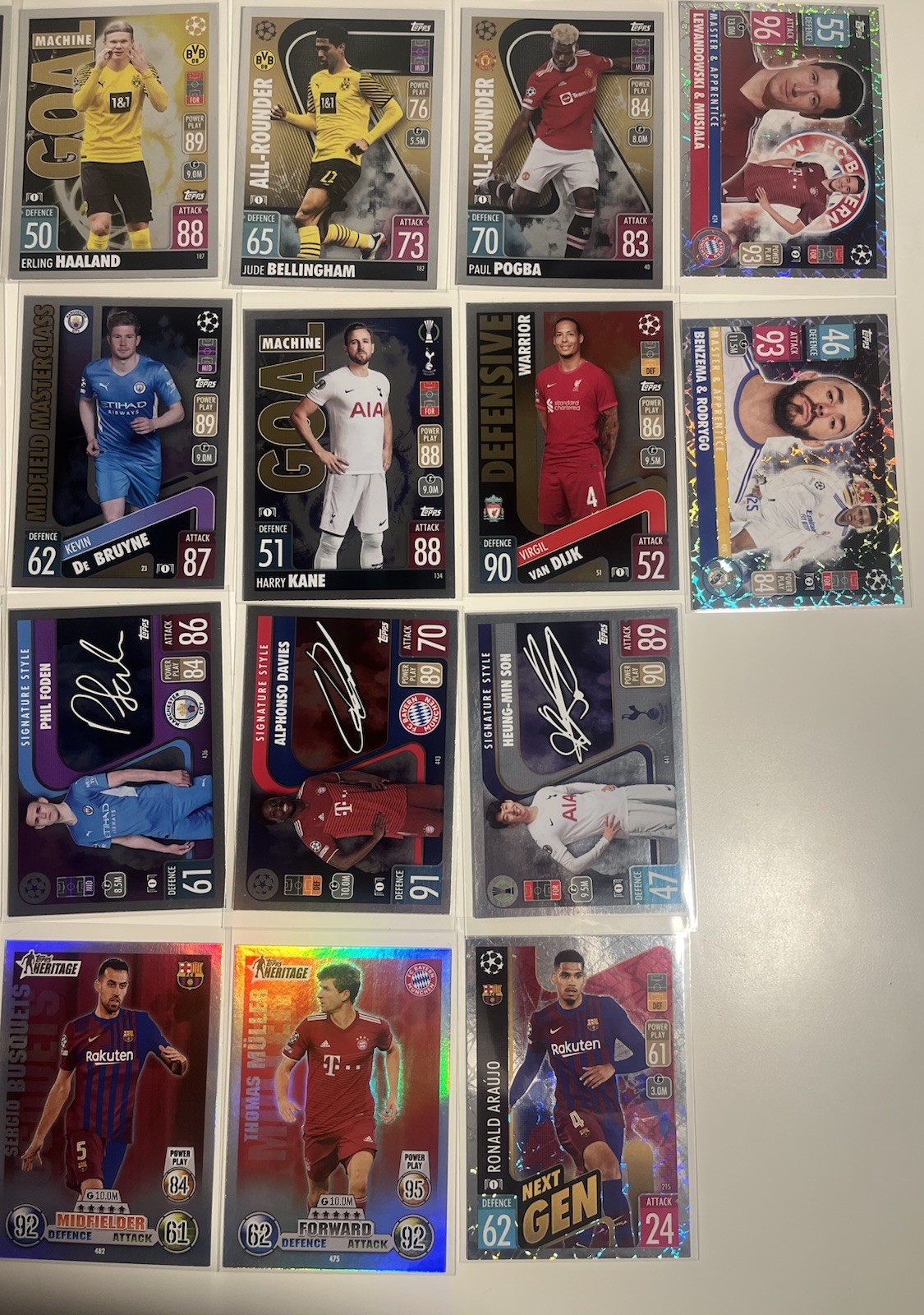 Topps 2021/22 Card lot Mbappe Haaland Vini Neymar Bellingham Kane view 6