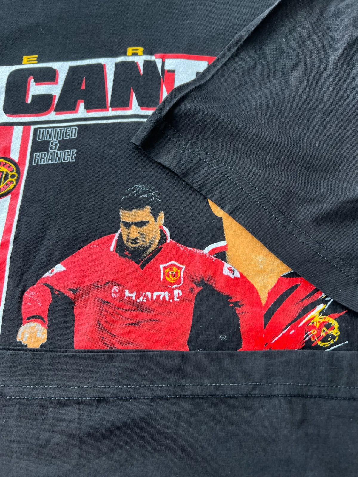 Vintage 90s Manchester United Eric Cantona #7 Black T-shirt Sz L image 6